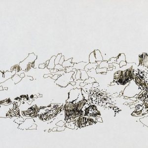 1979: Felslandschaft | Tusche auf Papier (19,9 x 29,5 cm)