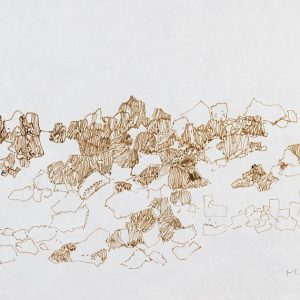 1979: Felslandschaft | Braune Tinte auf Papier (19,8 x 29,6 cm)