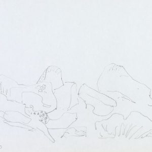 1979: Felslandschaft | Buntstift auf Papier (24,7 x 34,7 cm)