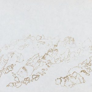 1979: Felslandschaft | Braune Tinte auf Papier (20,9 x 29,7 cm)