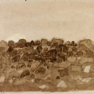 1980: Felslandschaft | Tempera auf Papier auf Leinwand kaschiert (22,3 x 31,5 cm)
