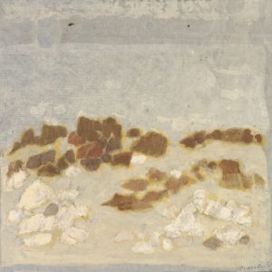 1980: Felslandschaft | Tempera auf Papier auf Leinwand kaschiert (28,5 x 29,5 cm)